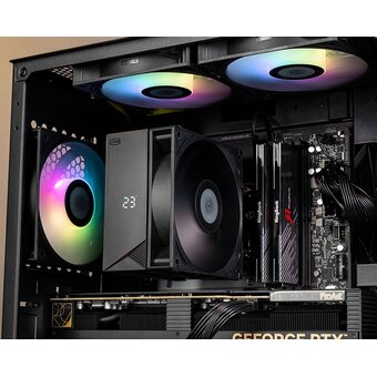  Кулер PcCooler RT500 Digital BK (RT500-BKNWYL-GL) Soc-AM5/AM4/1200/1700/1851 черный 4-pin 34.9dB Al+Cu LCD 240W Ret 