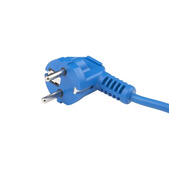  Кабель питания Hyperline PWC-IEC13-SHM-3.0-BL компьютера (Schuko+C13) (3x1.0) 10A, угловая вилка, 3м синий 