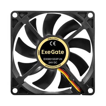  Вентилятор ExeGate EX08015S3P-24 EX297079RUS 24В DC (80x80x15 мм, Sleeve bearing (подшипник скольжения), 3pin, 2500RMP, 30,1dBA) 