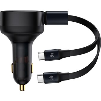  АЗУ Baseus C00035500111-00 Enjoyment Retractable 2-in-1 Car Charger C+C 33W 