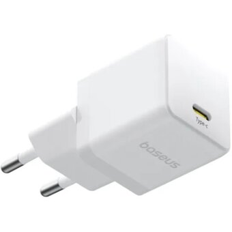  СЗУ BASEUS P10111602213-01 Palm Fast Charger 1C 20W EU With Baseus Mini White Cable USB-C to USB-C 60W (20v/3A) 1m Moon White 