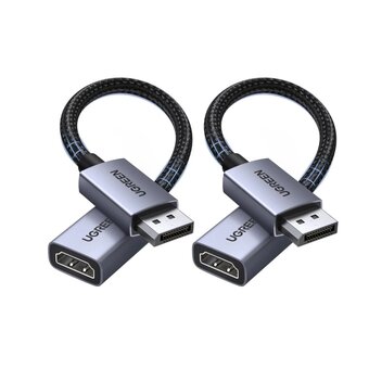 Кабель UGREEN DP133 (65982) DisplayPort to HDMI 4K Cable 2шт. Длина 20см серый космос   Кабель UGREEN DP133 (65982) DisplayPort to HDMI 4K Cable 2шт. Длина 20см серый космос