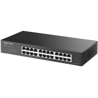  Коммутатор Mercusys MS124GS с 24 гигабитными портами для размещения на столе или в стойке 