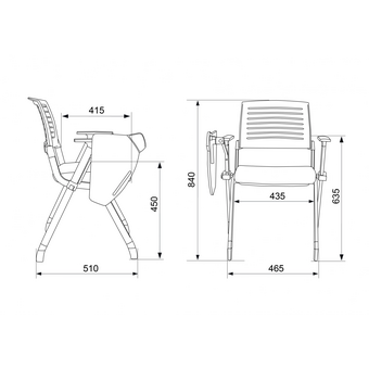  Стул Бюрократ X-Click-PP/black черный со столиком на ножках металл серый 