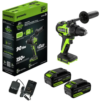  Дрель-шуруповерт Greenworks GD24DD90 (3707507CUD) с АКБ и ЗУ 