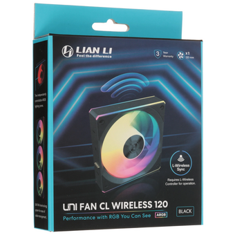  Вентилятор Lian Li Uni Fan CL Wireless 120 (G99.12CL1W1B.R0) / 12CL1W1B Black / 120x124x28мм (PWM, ARGB, 2150 об/мин (Max.), 29,8dBa) 