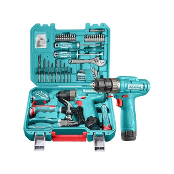  Дрель-шуруповерт Total THKTHP10892 с 1-м АКБ, кейс, набор оснастки 