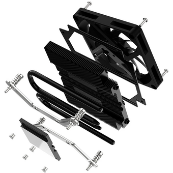  Кулер ID-COOLING IS-23i Black LGA1851/1700/1200/115X низкопрофильный высота 23mm (TDP 45W, PWM, 2 тепл.трубки, медная база, Fan 80mm) Box 