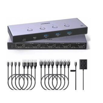  Переключатель UGREEN AK701 (55397) 8K 60Hz HDMI KVM Switch 4-in-1 Out серый космос 