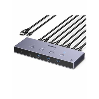  Переключатель UGREEN AK701 (55397) 8K 60Hz HDMI KVM Switch 4-in-1 Out серый космос 