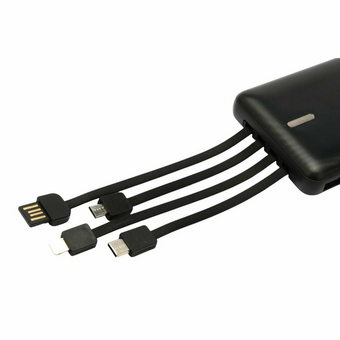  Портативный аккумулятор Gembird GPB-10C 10000мАч, 2A, 4 встр.кабеля, черный 