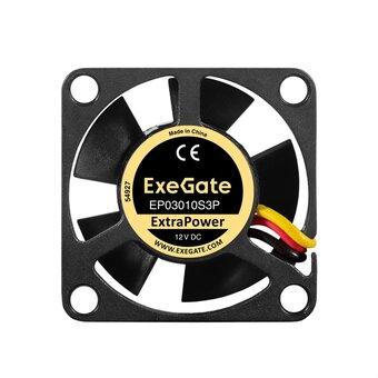  Вентилятор ExeGate ExtraPower EP03010S3P EX297009RUS 12B DC (30x30x10 мм, Sleeve bearing (подшипник скольжения), 3pin, 10500RPM, 29dBA) 