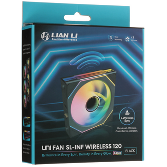  Вентилятор Lian Li Uni Fan SL-INF Wireless 120 (G99.12SLIN1W1B.R0) / 12SLIN1W1B Black / 120x122,1x25мм (PWM, ARGB, 2300 об/мин (Max.), 29,2dBa) 
