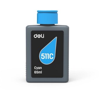  Чернила водорастворимые Deli 511C-EA1 голубой 65мл 