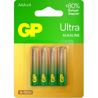  Батарейка GP Ultra Alkaline 24AUA21-2CRSBC4 AAA (4шт) блистер 