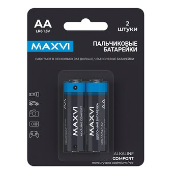  Щелочная батарейка Maxvi MBLR6CF2, Comfort, AA, alkaline, 2шт 