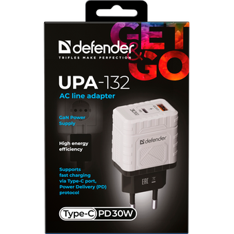  СЗУ DEFENDER UPA-132 (83230) 30W USB A+C белый 