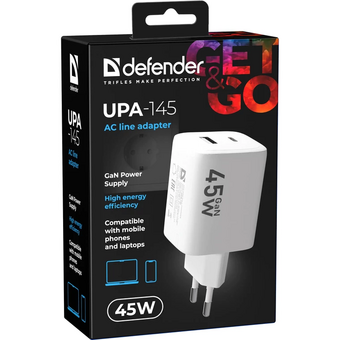  СЗУ DEFENDER UPA-145 (83245) 45W USB A+C белый 