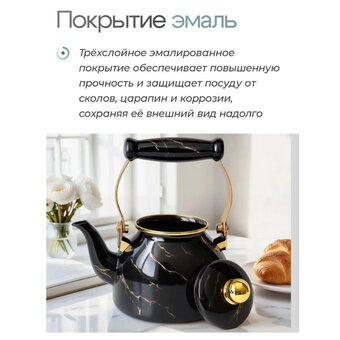  Чайник ZEIDAN Z-4536 1,3л Black marble 