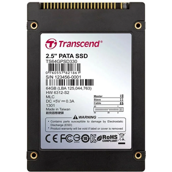  SSD Transcend 330 (TS64GPSD330) 64 Гб, 2.5" PATA MLC, темп. режим от 0С до +70С 