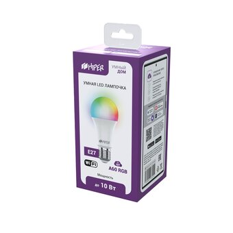  Умная лампа HIPER (Iot A60 RGB) E27 RGB 10Вт 1020lm Wi-Fi (1шт) 