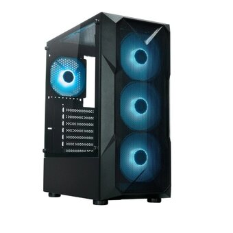  УЦ Корпус XASTRA A304 4ARGB Black (A304-4FC12A) ATX/Mesh/half-size TG/4x120mm ARGB FC fans (плохая упаковка, вмятина возле установки БП) 