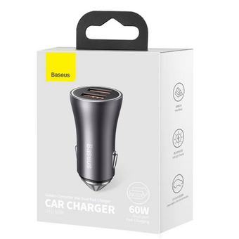  АЗУ Baseus CGJM000013 Golden Contactor Max Dual Fast Charger Car Charger U+U 60W Dark Gray 