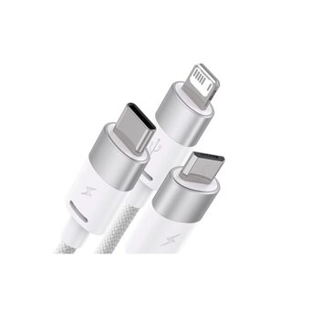  Кабель BASEUS CAXS000002 StarSpeed 3-in-1 Fast Charging Data Cable USB to M+L+C 3.5A 1.2m White 