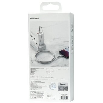  Кабель Baseus CATLGD-A02 High Density Braided Fast Charging Data Cable Type-C to iP PD 20W 2m White 