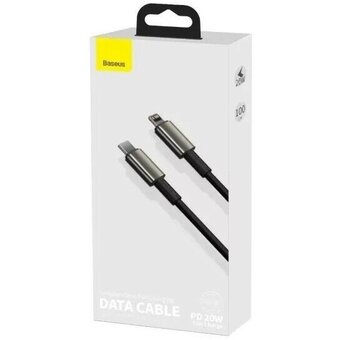  Кабель Baseus CATLWJ-01 Tungsten Gold Fast Charging Data Cable Type-C to iP PD 20W 1m Black 