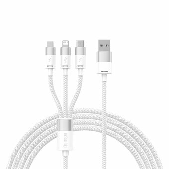  Кабель BASEUS CAXS000002 StarSpeed 3-in-1 Fast Charging Data Cable USB to M+L+C 3.5A 1.2m White 