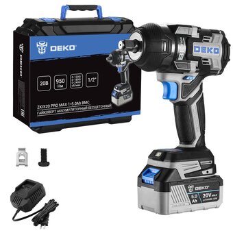  Гайковерт аккумуляторный DEKO ZKIS20 Pro Max 083-1089, 20В, 1*5.0Ач, 950Нм, в кейсе 