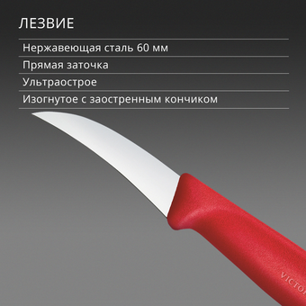  Нож кухонный Victorinox Swiss Classic 6.7501.C1 стальной для формовки лезв.60мм прямая заточка красный 