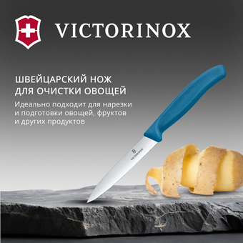 Нож кухонный Victorinox Swiss Classic 6.7702.C1 для овощей лезв.100мм прямая заточка синий 