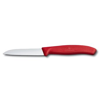  Нож кухонный Victorinox Swiss Classic 6.7401.C1 стальной для чистки овощей и фруктов лезв.80мм прямая заточка красный 