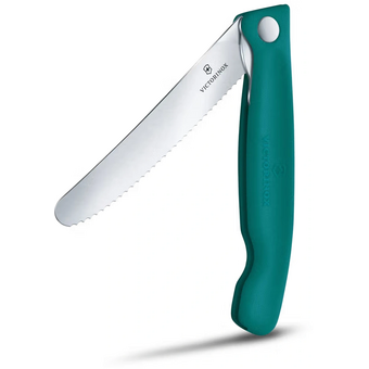  Нож кухонный Victorinox Swiss Classic 6.7834.FC1 стальной столовый лезв.110мм серрейт. заточка зеленый карт.коробка 