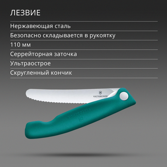  Нож кухонный Victorinox Swiss Classic 6.7834.FC1 стальной столовый лезв.110мм серрейт. заточка зеленый карт.коробка 