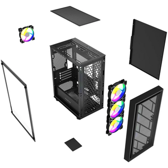  Корпус Powercase Mistral Micro EM16 (CMMEM16B-L4), Tempered Glass, 4x120mm FRGB fan, чёрный, mATX 