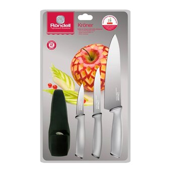  Набор ножей кухонных Rondell Kroner RD-459 компл. 4предм. с ножеточкой серый/черный 