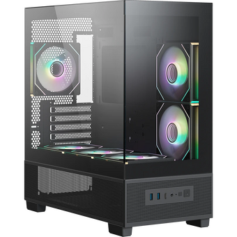  Корпус XASTRA Q500M 6ARGB-C10-UC Black (Q500M-6FM12A-C10-UC) mATX/Aquarium/Screewless/ 6x120mm ARGB PWM FM fans/Argb+PWM HUB 10port/ Type-C 