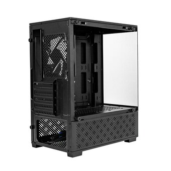  Корпус Exegate i3 Sea EX298221RUS Minitower (mATX, без БП, 1*USB+1*USB3.0, HD аудио, черный, 1 вент. 12см с RGB подсветкой, передняя и боковая 