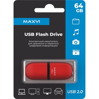  USB-флешка Maxvi (FD64GBUSB20C10SF) 64GB red 