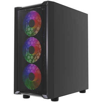  Корпус Powercase Mistral Micro EM19 (CMMEM19B-A4), Tempered Glass, 4x120mm ARGB PWM fan, чёрный, mATX 