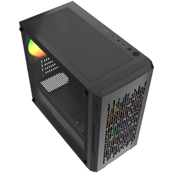  Корпус Powercase Mistral Micro D3B ARGB V2 (CMMDB-A3-V2), Tempered Glass, 2x 140mm ARGB PWM+1x 120mm ARGB PWM, чёрный, mATX 