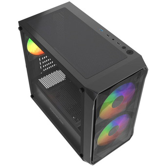  Корпус Powercase Mistral Micro A3B ARGB V2 (CMMAB-A3-V2), Tempered Glass, 2x 140mm ARGB PWM+1x 120mm ARGB PWM, чёрный, mATX 