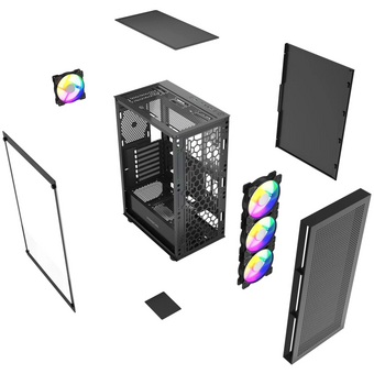  Корпус Powercase Mistral EA17 (CMAEA17-A4), Tempered Glass, 4x 120mm ARGB PWM Fan, чёрный, ATX 