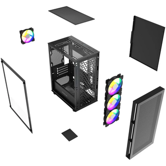  Корпус Powercase Mistral Micro EM17 (CMMEM17B-A4), Tempered Glass, 4x120mm ARGB PWM fan, чёрный, mATX 