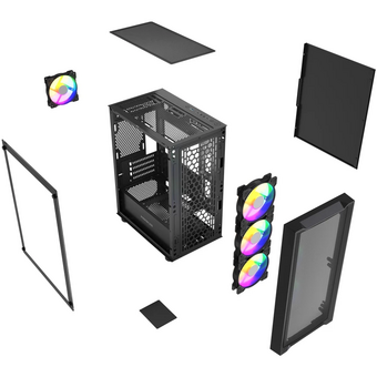  Корпус Powercase Mistral Micro EM19 (CMMEM19B-A4), Tempered Glass, 4x120mm ARGB PWM fan, чёрный, mATX 