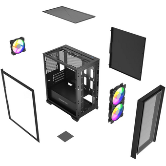 Корпус Powercase Alisio Micro Z3B ARGB V2 (CAMZB-A3-V2), Tempered Glass, 3x 120mm ARGB fan, чёрный, mATX 