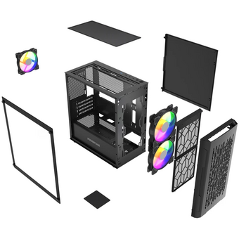  Корпус Powercase Mistral Micro D3B ARGB V2 (CMMDB-A3-V2), Tempered Glass, 2x 140mm ARGB PWM+1x 120mm ARGB PWM, чёрный, mATX 